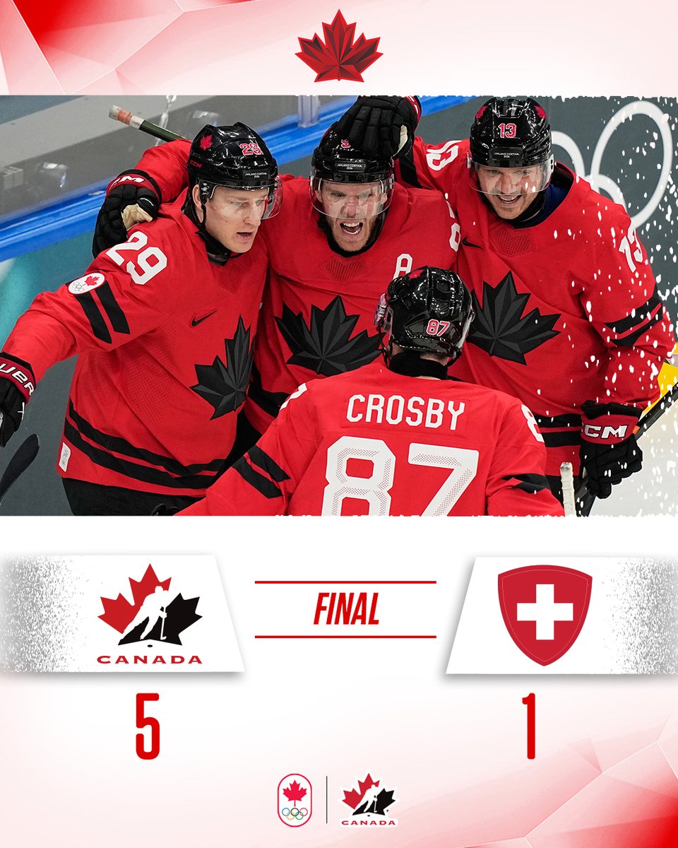 GAME OVER! Two games. Two wins. Quarterfinals confirmed. 🇨🇦🇨🇭

MATCH FINI! Deux gains en deux matchs. Place en quart de finale confirmée. 🇨🇦🇨🇭

📊 hc.hockey/OLYMStatsSUI26
📊 hc.hockey/StatsOLYMSUI26

#MilanoCortina2026