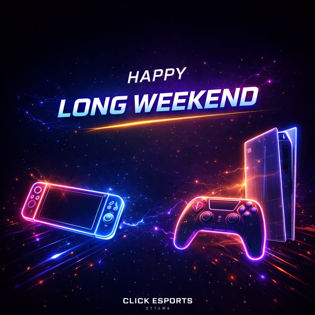Happy Family Day Long Weekend 💙

Spend it together.
Laugh together.
Game together.

We’re OPEN all long weekend — including Family Day Monday 🎮

Bring the family.
Bring the competition.

Play. Compete. Get Better.
Every Click Matters.

#FamilyDay #Ottawagaming #ClickEsports