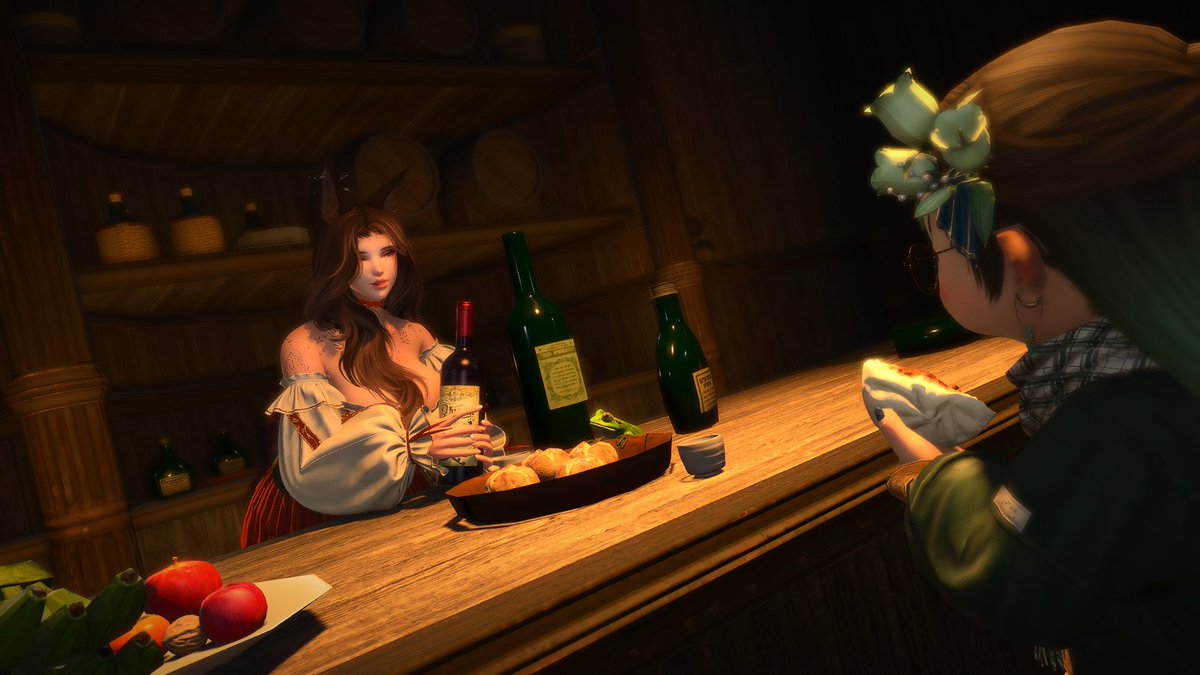 "Hey you, are you going to drink some...?" 🫧
 *Mei watches as the barmaid downs her third cup*
"Hehe, I'll have some juice then." 🐸
w/<a href="/its_bubble_XIV/">Its Bubble 🫧</a> 🫧