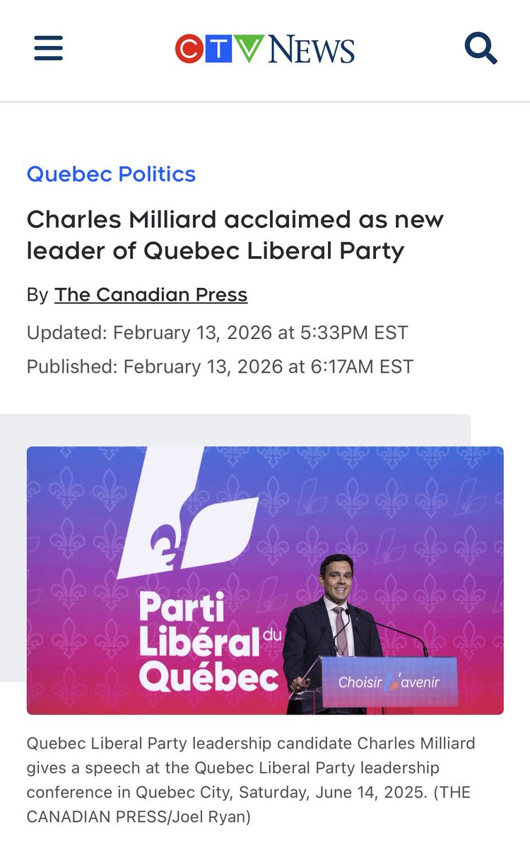 Felicitation à notre nouveau chef du PLQ <a href="/CharlesMilliard/">Charles Milliard</a> ! Un homme inspirant et moderne dont je partage la vision d’un Québec prospère et inclusive. <a href="/LiberalQuebec/">Parti libéral du Québec</a>