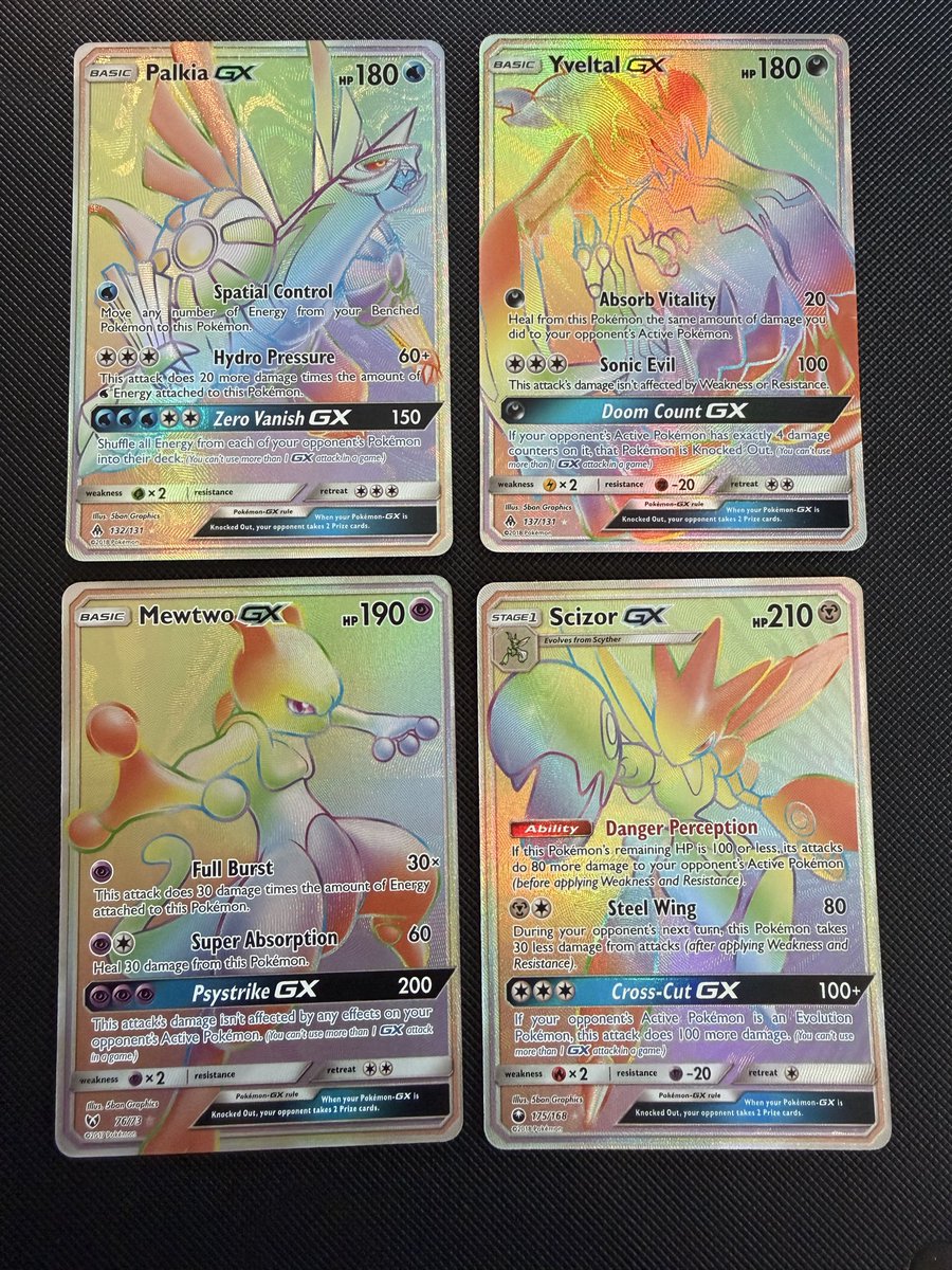 ZanderCollects's tweet image. Some rainbows🌈 

 Palkia $38
Yveltal $43
Mewtwo $70
Scizor $54

$1 PWE
$4 BMWT
Free shipping on $100+