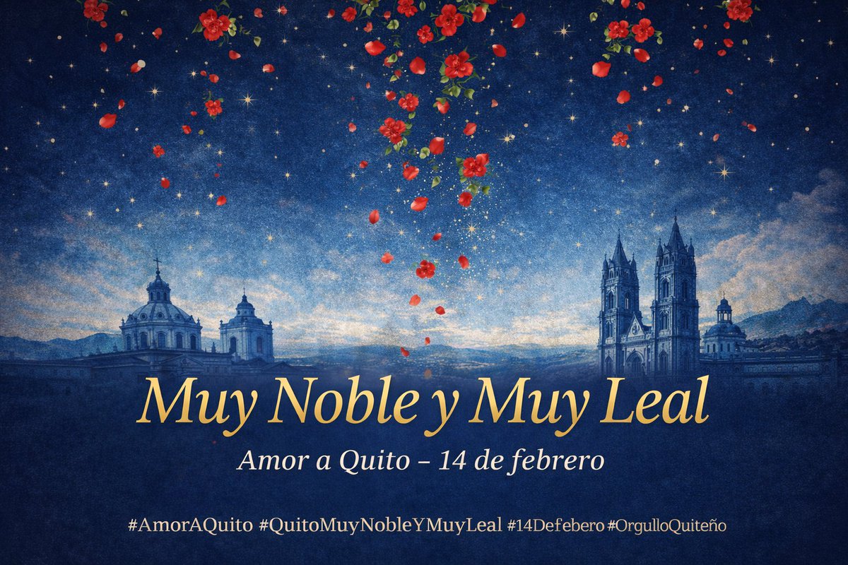 El 14 de febrero de 1556 Carlos V otorga a #Quito título de “Muy Noble y Muy Leal”. Festejemos ese título con respeto, cuidado y orgullo.

Que lluevan geranios sobre nuestra ciudad 🌺
y que el amor por Quito se note en nuestras acciones.
#AmorAQuito #QuitoMuyNobleYMuyLeal