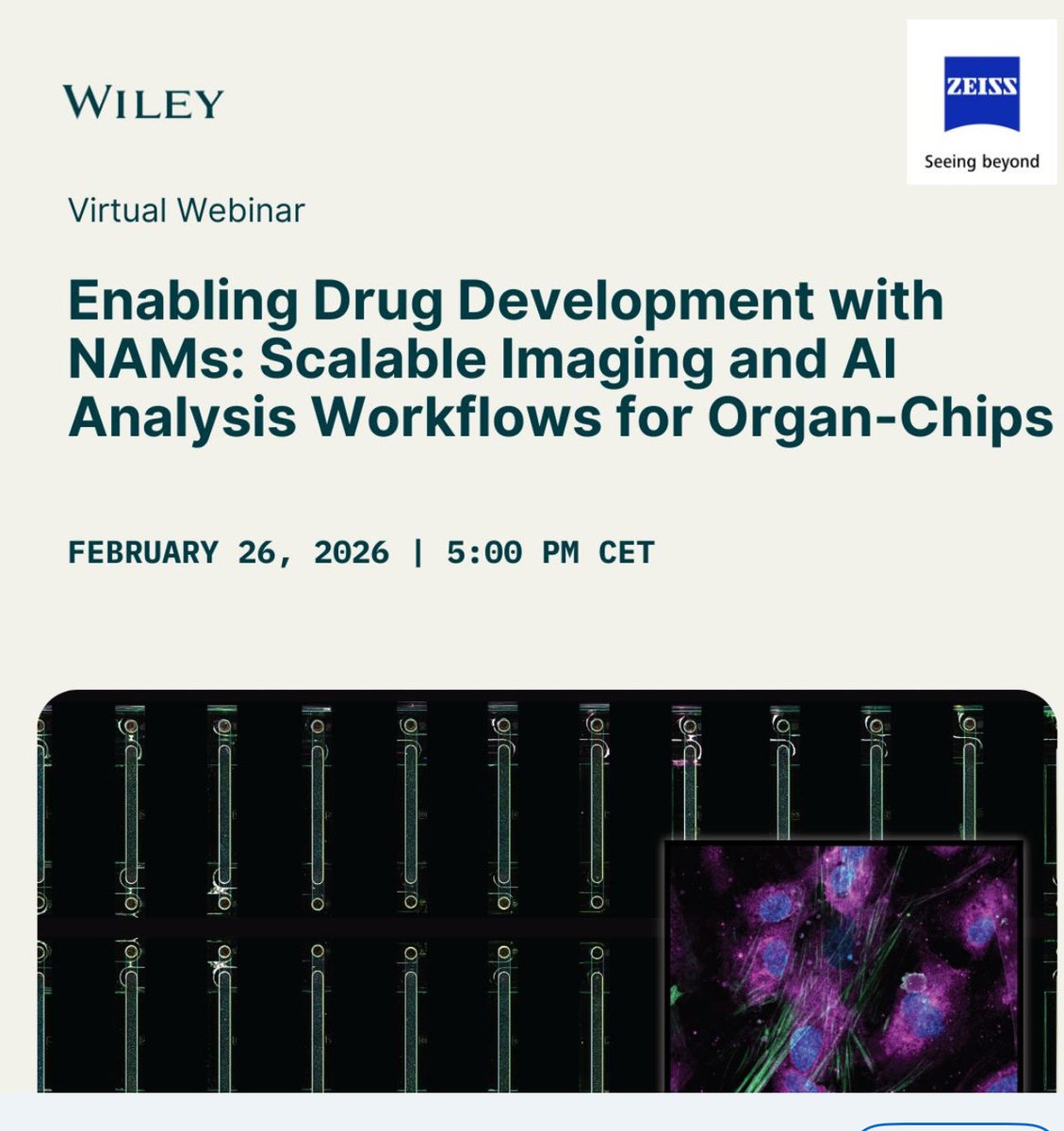 Enabling Drug Development with NAMs: Scalable Imaging and AI Analysis Workflows for Organ-Chips

Dr. Daniel Levner

Dr. Brennan McFarland
Image Scientist 

events.bizzabo.com/811862?utm_sou…