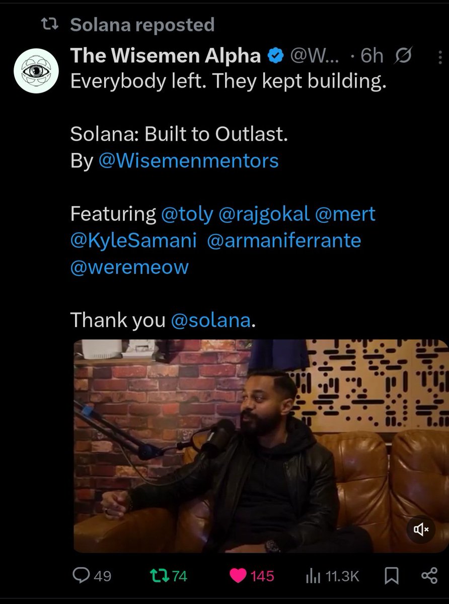 Docsthename20's tweet image. I have three highlights in my crypto career now.

First, buying @Bitcoin in 2016.

Second, getting into $Griffain early.

And now third, being retweeted by @solana and supported by them on our Built to Outlast Solana documentary.

God is so good man 🙏🏿.

So much history in this
