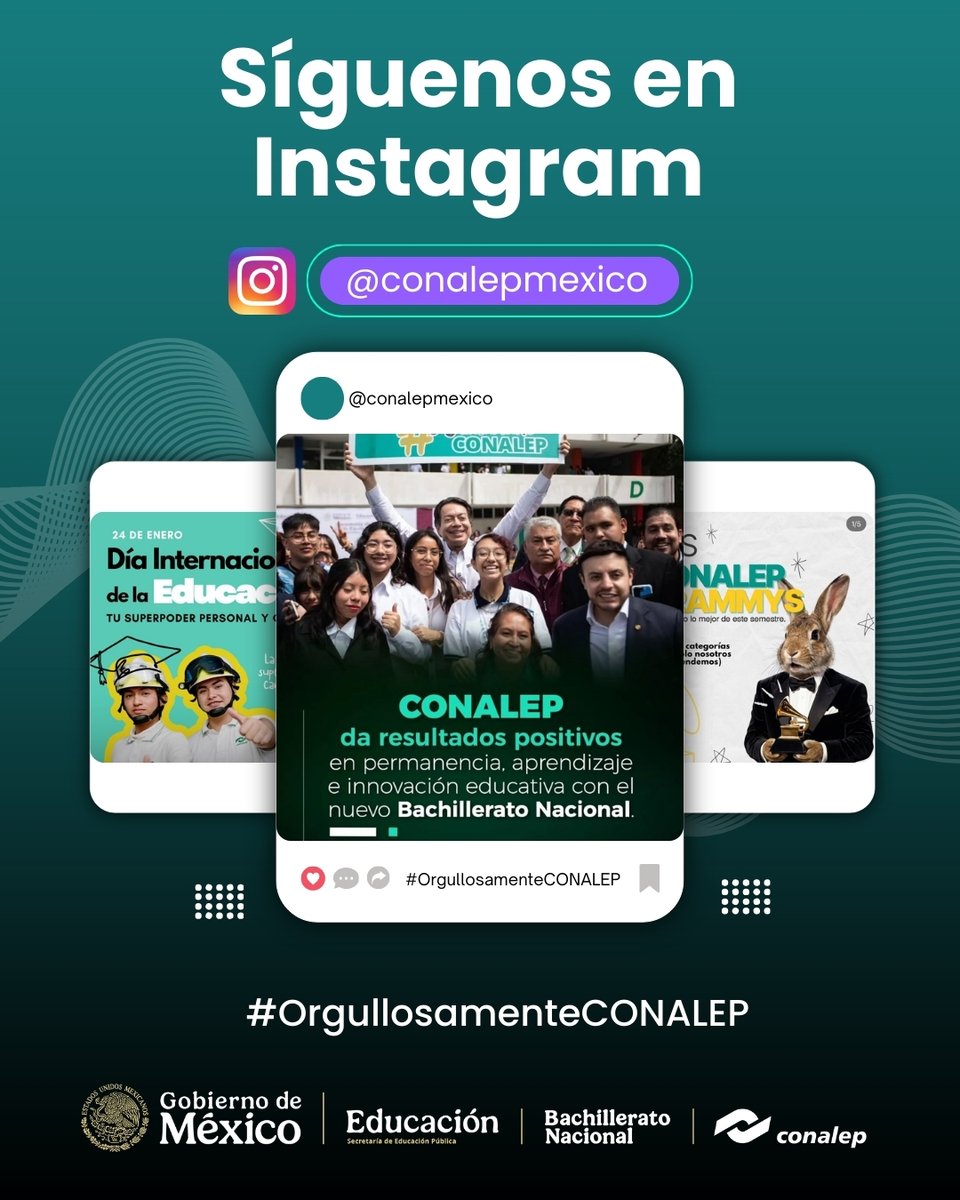 🎥🌟 Descubre un espacio de orgullo y crecimiento: tips, novedades y contenido que impulsa tu talento

🙌 Únete a la comunidad #CONALEP en Instagram y vive la experiencia de aprender, crear y transformar.

🔗 Síguenos 👉 instagram.com/conalepmexico/