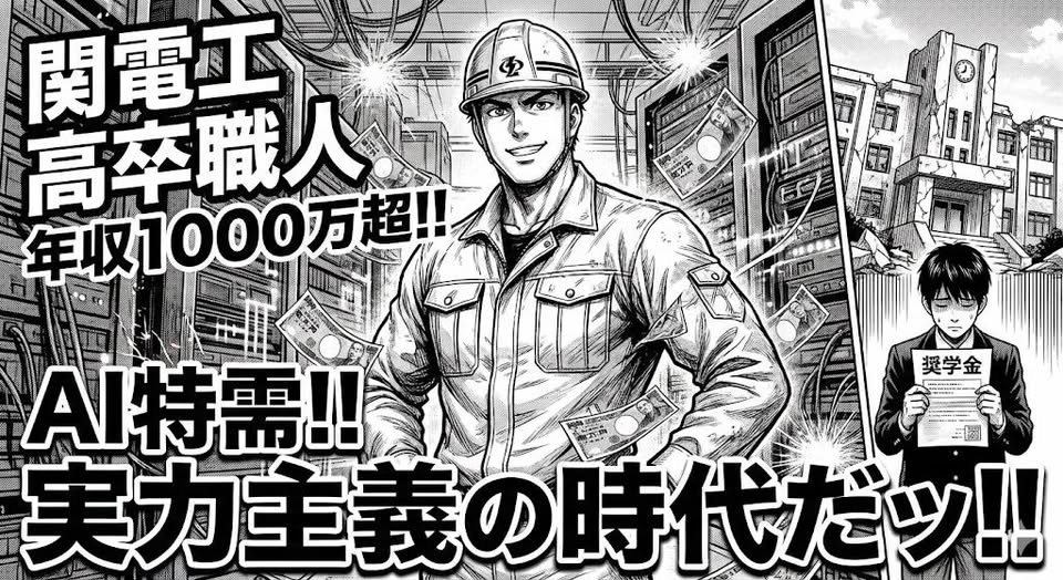 関電工が高卒職人に年収1000万超えを出すらしい。時代の変化を感じる