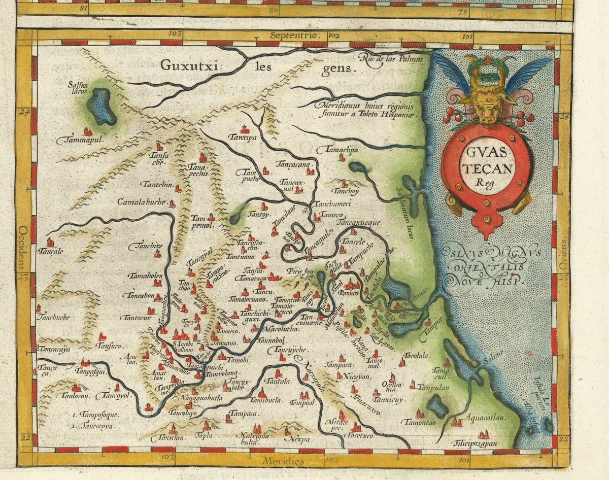 Mapa de la region #Huasteca en 1610.

Es un mapa flamenco de Abraham Ortelius (el mismo que hizo el Theatrum Orbis Terrarum, o lo que es lo mismo, el primer atlas moderno).

Veamos 👇