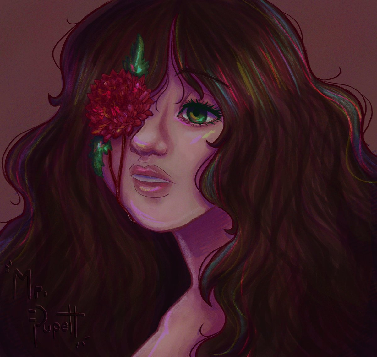 Sabían que los crisantemos rojos representan el amor intenso? Yo creo que esa clase de amores llegan a doler, pero es un dolor agradable ~ 

Did you know that red chrysanthemums represent intense love? I think that kind of love can hurt, but it's a pleasant pain.~
#smallartist