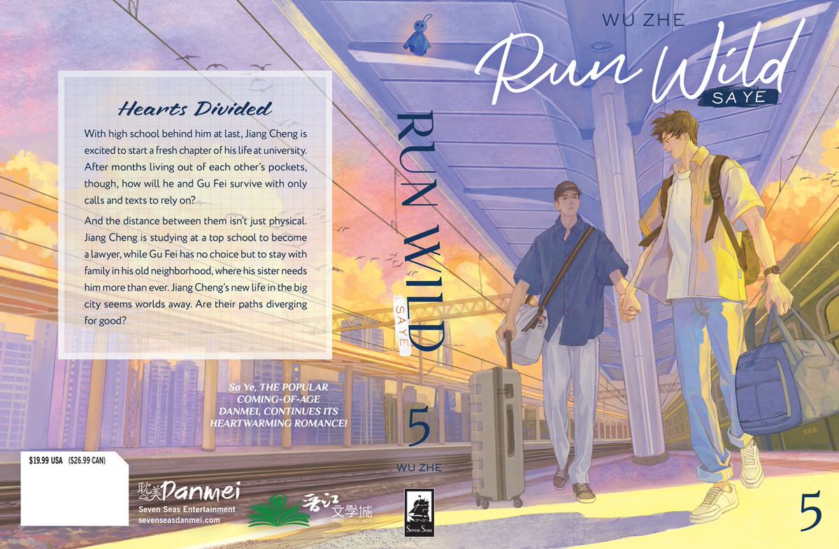 gomanga's tweet photo. New #SevenSeasDanmei cover reveal! ✨ RUN WILD: SA YE (NOVEL) Vol. 5, the modern #danmei tale by Wu Zhe about two young men stuck in a run-down city—cover art by Tayue Jin (踏月锦) + interior art by Ding Yue Rong! #SaYe

Out in June 2026—pre-order now:
https://t.co/zlys7pkAjr https://t.co/NlDyHFQXq3