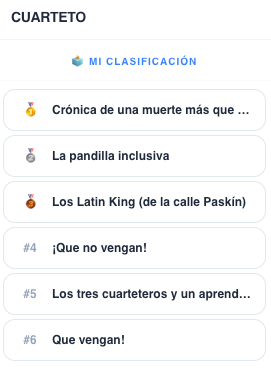 ¿Estás de acuerdo con el jurado oficial? 🤔 He programado esta plataforma con 47 años para que el pueblo también decida.
SIN PUBLICIDAD, 

¡Aquí mis clasificados! Pásate a votar por los tuyos:

🔗 jurado.apliarte.com/concurso/coac-…

#COAC2026 #COAC2026FINAL #Cádiz
