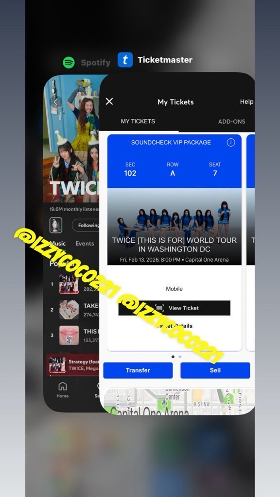 izzycoco221's tweet photo. Wts (2) SOUNDCHECK VIP PACKAGE TICKETS FOR TWICE IN Washington DC Fri, Feb 13 show 

~can do split payment

-Sec: 102 Row: A Seat: 7 &amp; 8
~asking price Below Face value!

🏷️Twice Soundcheck Washington DC THIS IS FOR CAPITAL ONE ARENA

wtb iso wtt THIS IS FOR Soundcheck VIP tickets https://t.co/8cPZPrveW1