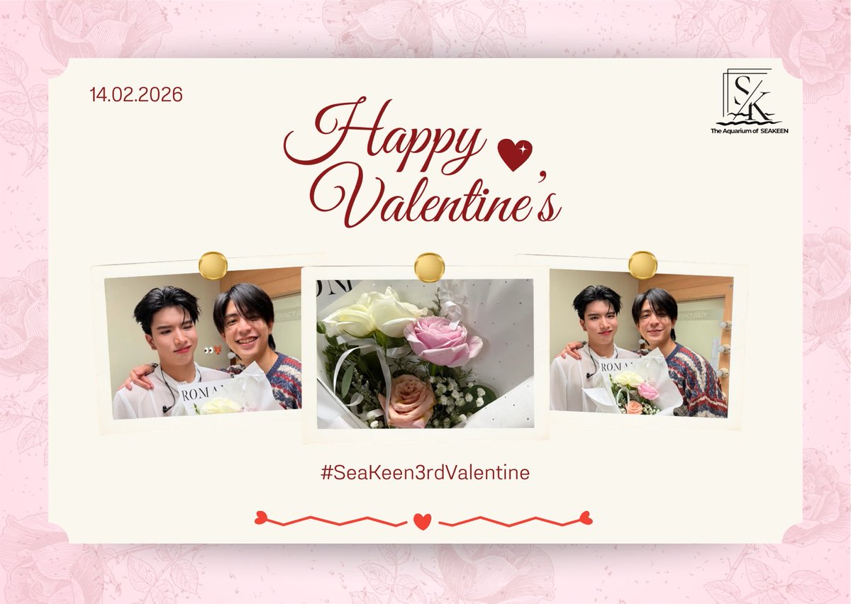🌷 𝗛𝗮𝗽𝗽𝘆 𝗩𝗮𝗹𝗲𝗻𝘁𝗶𝗻𝗲 𝗗𝗮𝘆 𝘄𝗶𝘁𝗵 𝗦𝗘𝗔𝗞𝗘𝗘𝗡 -

#️⃣ #SeaKeen3rdValentine

เนื่องในโอกาส 3rd วาเลนไทน์ของซีคีน เดอะอควาขอเชิญชวนทุกคนมาโชว์ความหวานของซีคีนในวันแห่งความรักไปด้วยกันนะคะ🤏🏻

📈 Start Trend - All Day 

| ♡ #sea_ta_lay ♡#keenkeno |
☆ #seakeen
