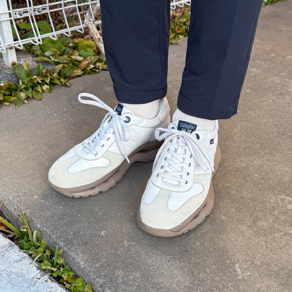 sthkzn's tweet photo. Callaghan 

あまり見かけないブランドですが、1987年から始まるスペインのスポーツシューズ。
白のアッパーと茶のソール、ジャーマントレイナーの進化版みたいで気に入ってます。

#callaghan #カラハン #今日の足元 #sotd #shoesoftheday https://t.co/n49s2mFLS2