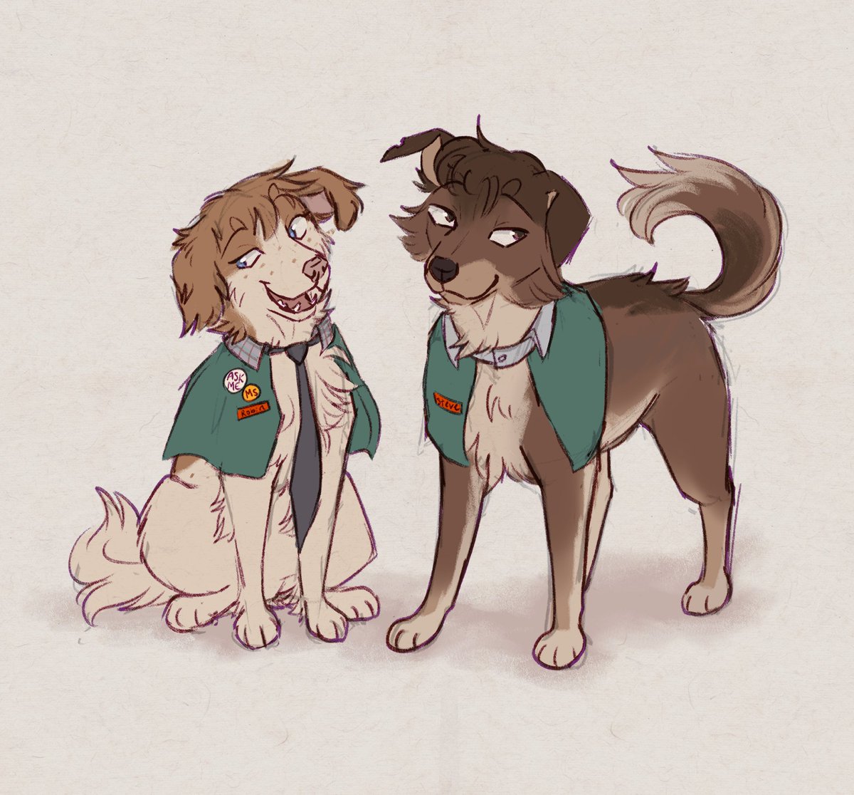 canineyuri's tweet image. #stobin dog doodles. bonded pair. do not separate.