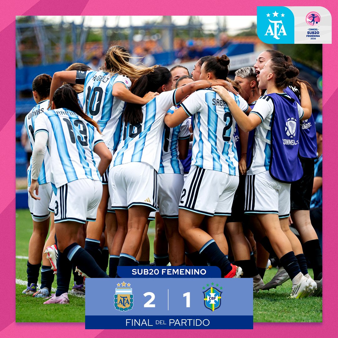 albicelesteilu's tweet photo. 13 de febrero de 2026. El día en el que Argentina 🇦🇷 le ganó por primera vez a Brasil 🇧🇷 en la categoría Sub 20 de fútbol femenino. Histórico. https://t.co/oAry5Dus1b