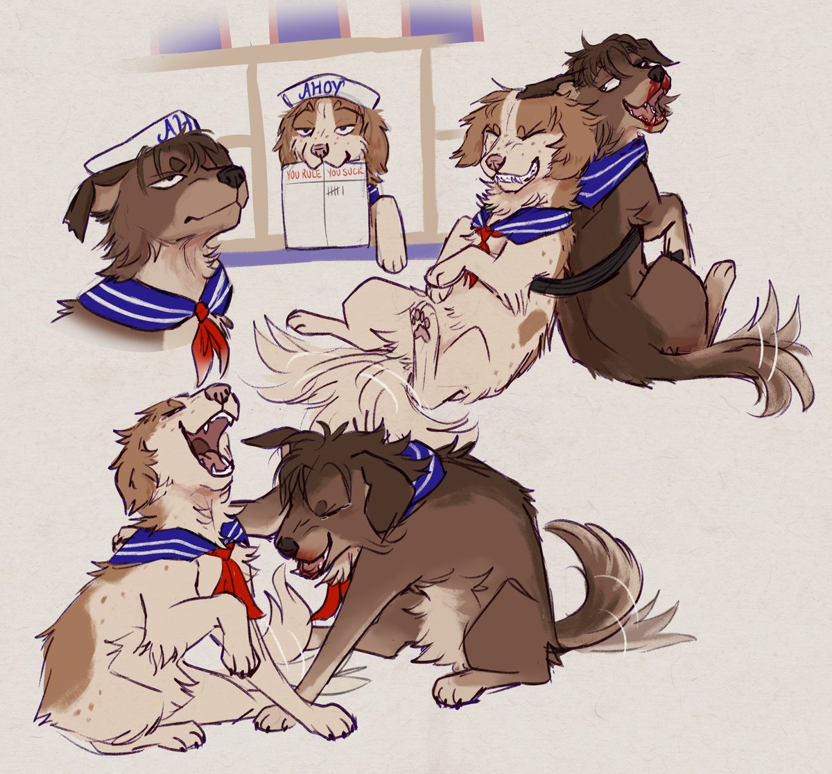 canineyuri's tweet image. #stobin dog doodles. bonded pair. do not separate.