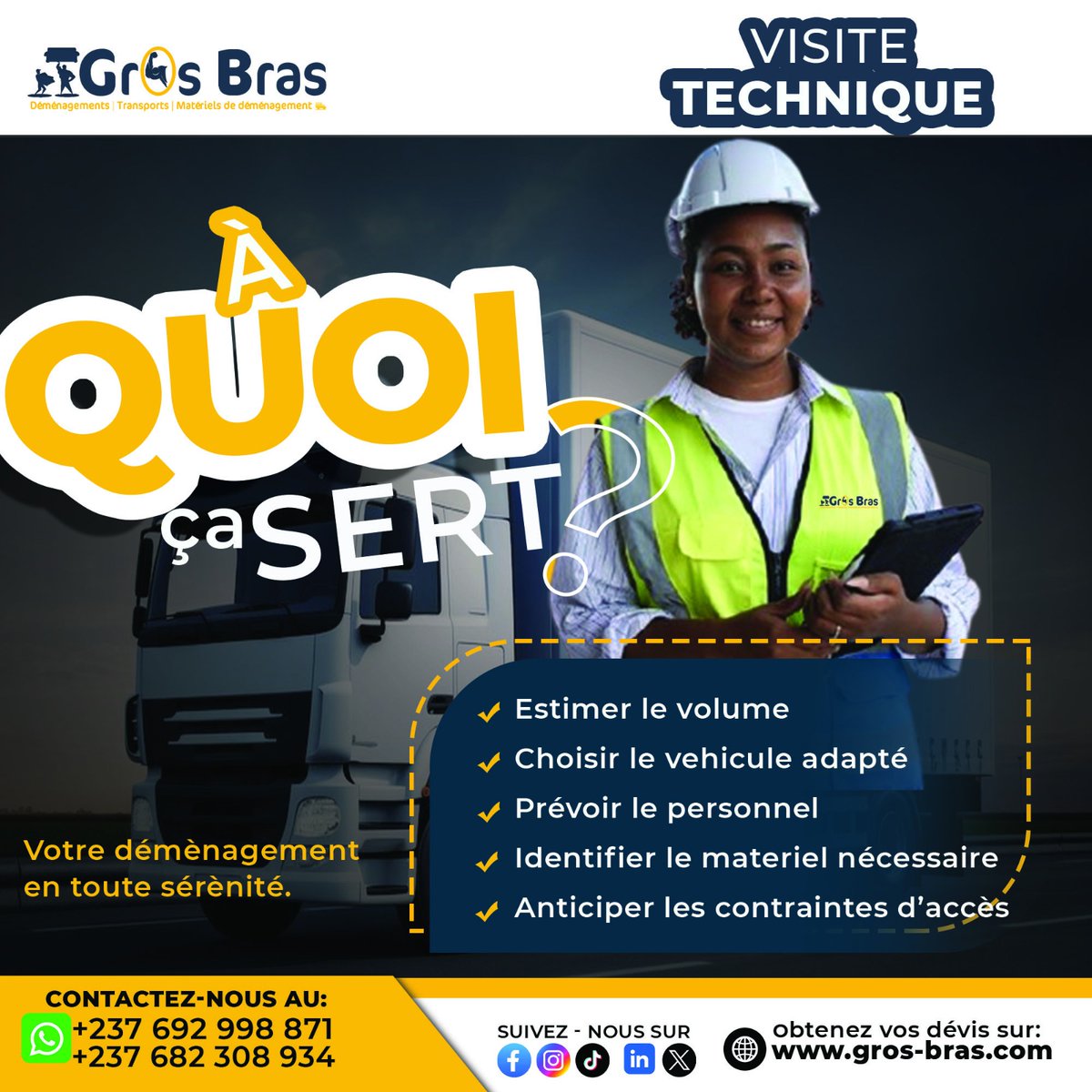 #AQuoiÇaSert la visite technique ?

Avant chaque déménagement🚘🚛, notre équipe effectue une visite chez le client. Cela permet de :

📏 Estimer le volume
🚚 Choisir le véhicule adapté
👷 Prévoir le personnel nécessaire et le matériel nécessaire
⚠️ Anticiper les contraintes.