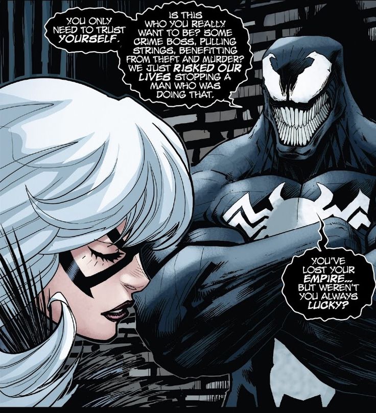 I just remember Venom giving advice to the black cat on whether it would be worth it for her to be queen of crime, he is the spidercat's biggest defender!!!