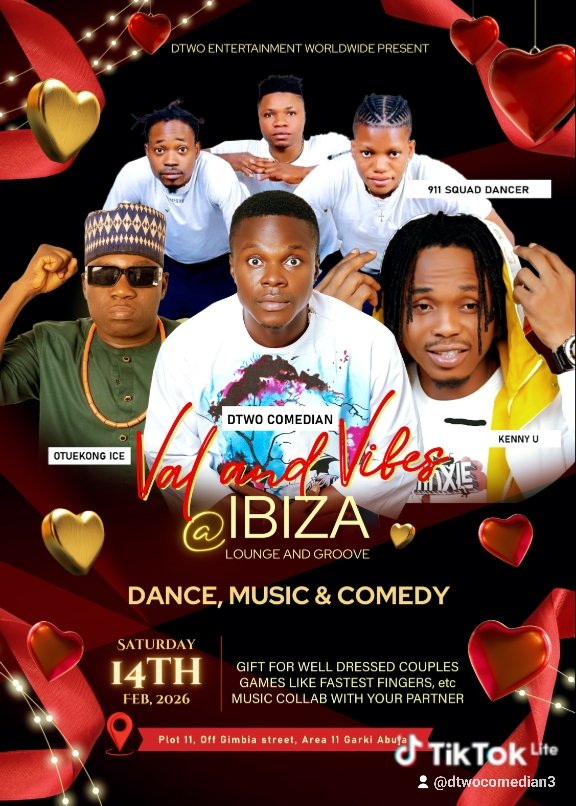 ComedianDtwo's tweet photo. Val and vibes on today at ibiza lounge pls don't miss #abuja @follower https://t.co/TDGAF6TS0H
