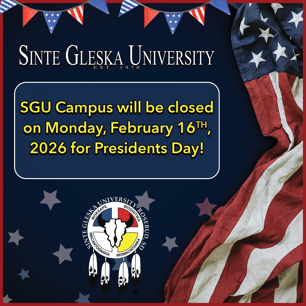 🔴 The SGU Campus will be closed on Monday, February 16th, 2026 for Presidents Day! 🇺🇸