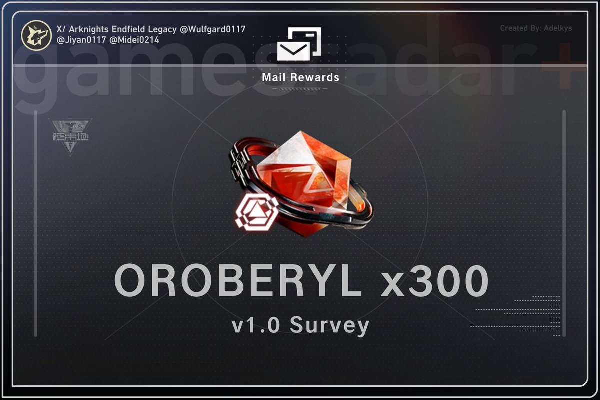〓 Arknights Endfield v1.0 Survey is Now Available 〓 

Reward:
• Oroberyl x300

#ArknightsEndfield    #エンドフィールド    #Endfield    #明日方舟終末地    #명일방주엔드필드    #EndfieldCreators