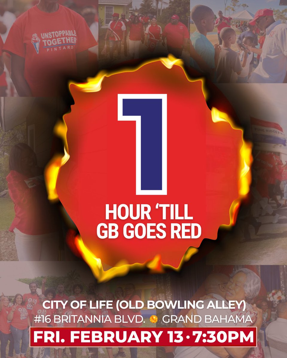 You wearing all ya red yet? It's almost time! 👀🔥
 
⏰ 7:30PM
📍 City of Life | #16 Britannia Blvd, East Sunrise Highway
 
#WeWorkForYou #FNM2026 #GrandBahama #FNM #MoreFire