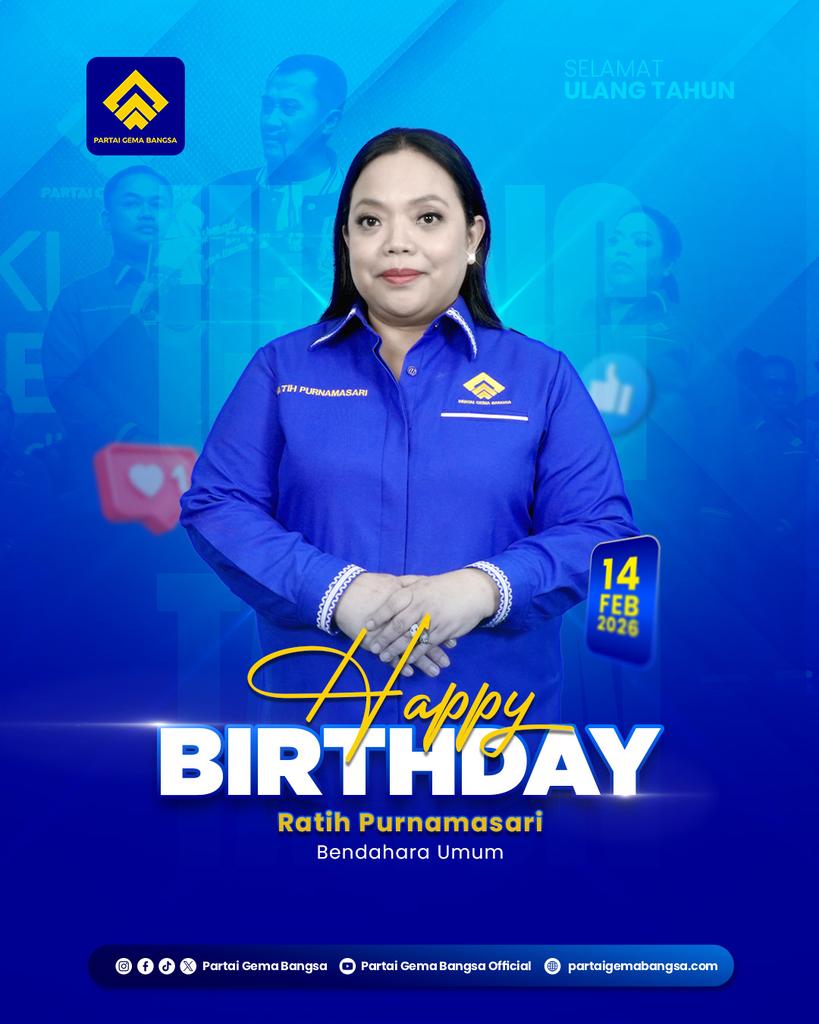Selamat Ulang Tahun Kawan Bendahara Umum, Ratih Purnamasari ✨🥳

Semoga selalu diberkahi dengan kesehatan, kebahagiaan, dimudahkan dalam segala urusan dan senantiasa dalam lindungan Allah SWT.

#gemabangsa
#indonesiamandiri
#indonesiareborn
#desentralisasipolitik