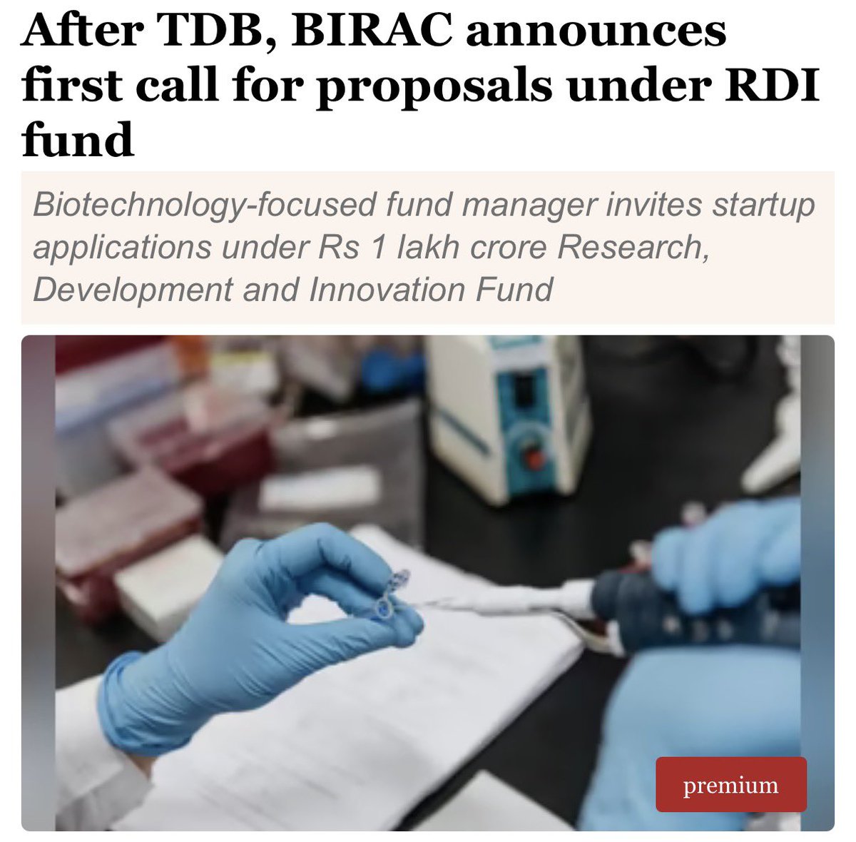 DrJitendraSingh's tweet photo. Business Standard: After #TDB, #BIRAC announces first call for proposals under #RDI fund
#DBT
Read:
https://t.co/fiCiHnj8On https://t.co/biN9ndBMO0