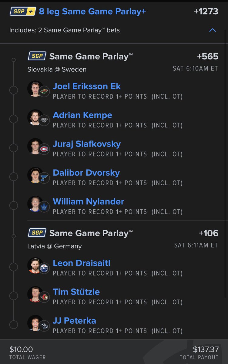 ConzSportPicks's tweet image. Early Morning Saturday Hockey 🏒

8 points to turn $10 ➡️ $140 💰

Blessing 2 that 🩶/RT once we 💥