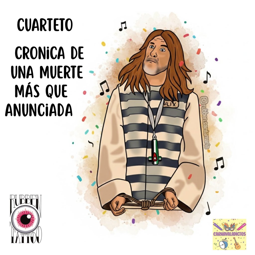 Cuarteto Crónica de una muerte mas que anunciada

📸 Fotos y video 📽️ de la actuación de hoy #COAC2026Final

carnavaladictos.es/adultos/cronic…