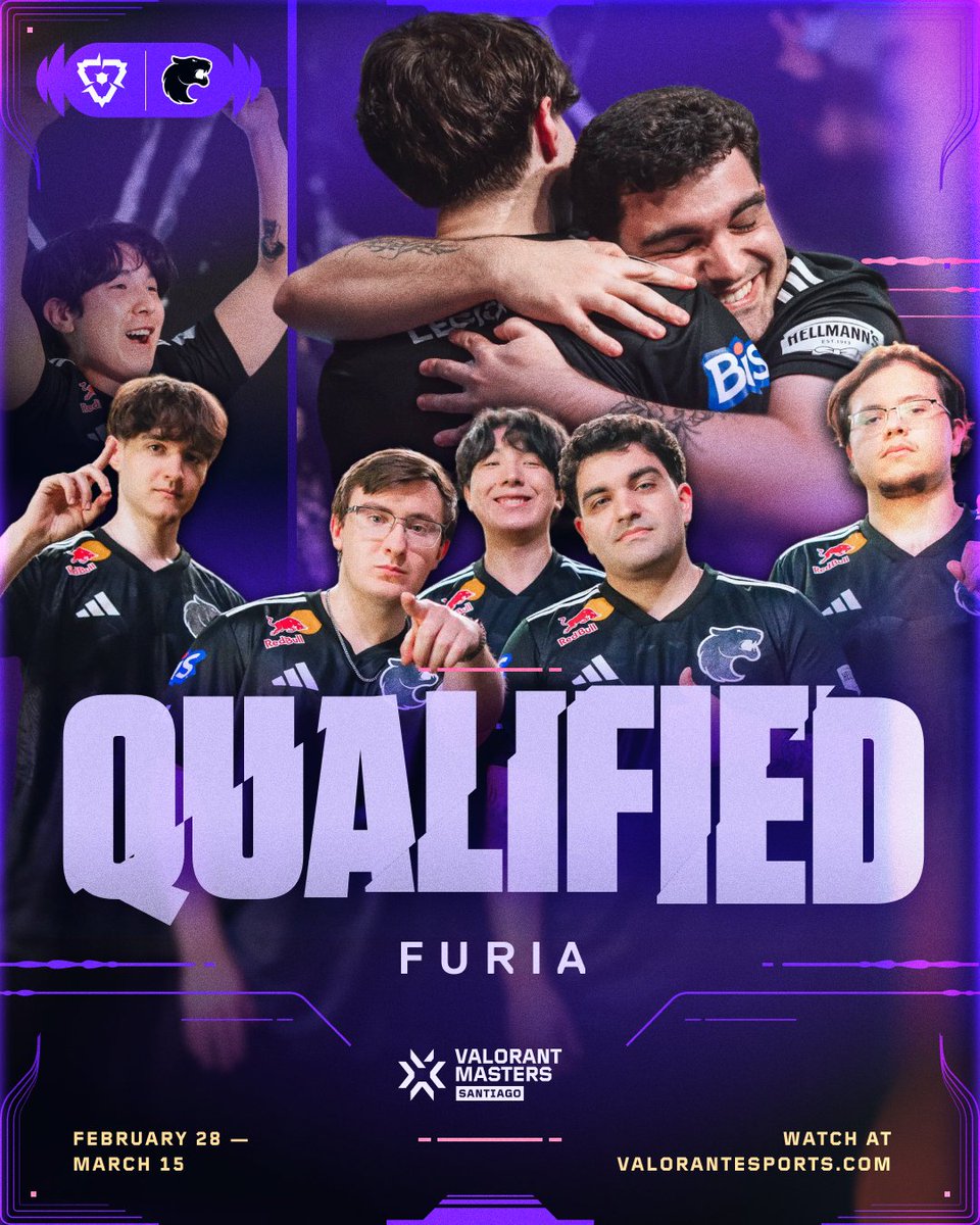 ValorantEsports's tweet image. With a brand new roster, @FURIA qualifies for the first global #VCT event of the year, #VALORANTMasters Santiago!