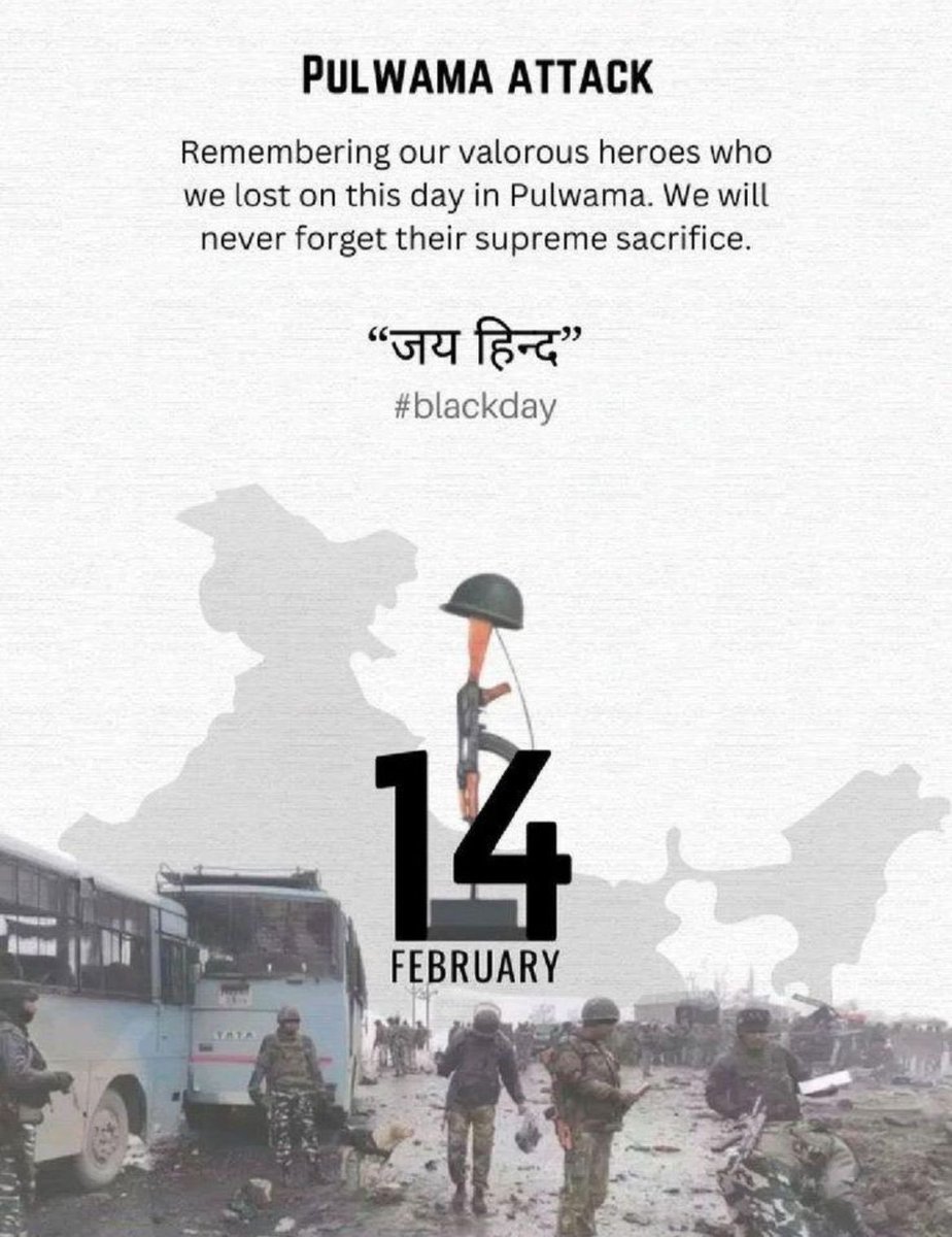 shreeswami123's tweet photo. *14 फरवरी 2019 एक ऐसा दिन जिसे हम कभी नहीं भूल सकते*

पुलवामा आतंकी हमले में माँ भारती की रक्षा करते हुए अपना सर्वोच्च बलिदान देने वाले केंद्रीय रिजर्व पुलिस बल (CRPF) के वीर जवानों को भावपूर्ण श्रद्धांजलि और शत-शत नमन। https://t.co/032kGYjDhO