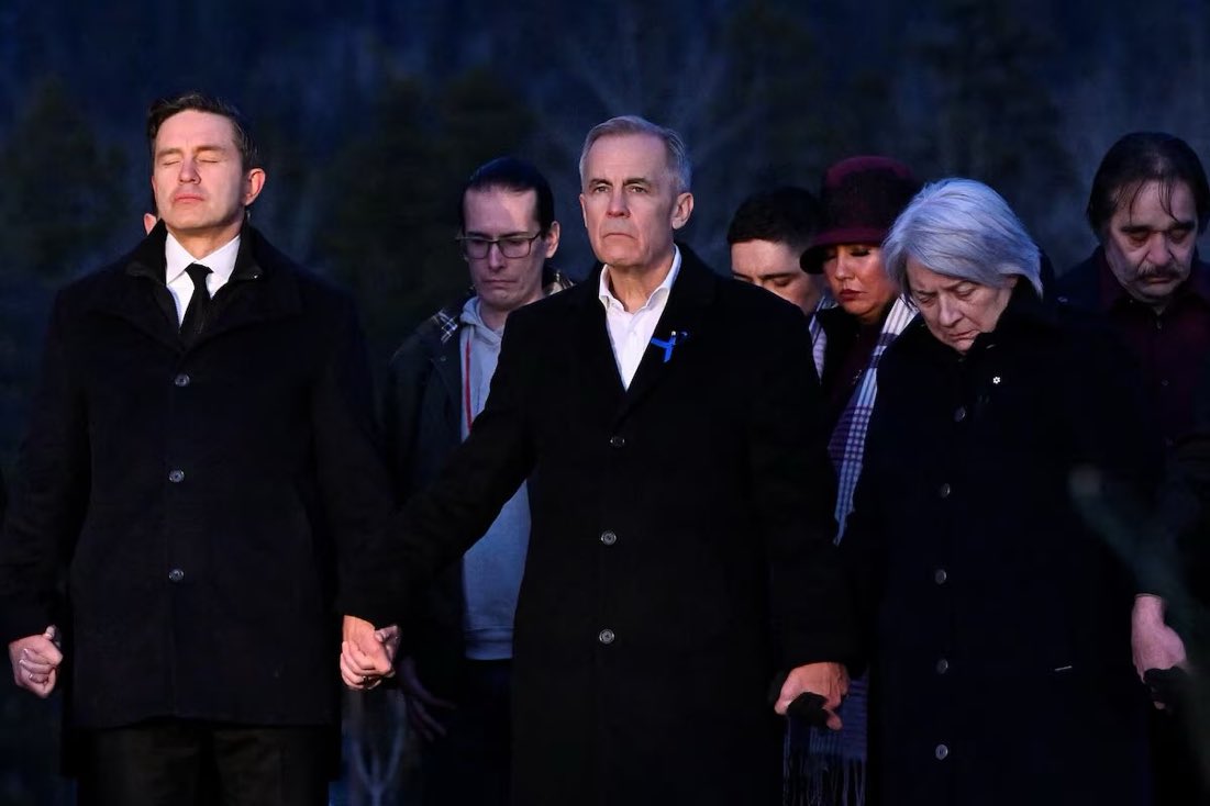 Beautiful to see party leaders stand together for Tumbler Ridge 🤍🕯️😭