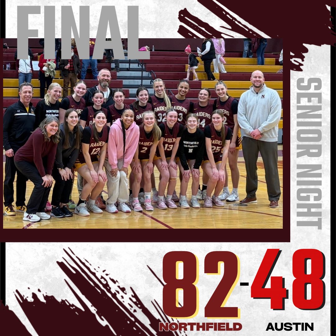 NHSRaidersGBB's tweet photo. Win #20 on SENIOR NIGHT! Special night for a special group. 

Congrats to Amber, Grace, Kaitlin, Kate &amp; Tatum⭐️ https://t.co/RhrRkQNXuz
