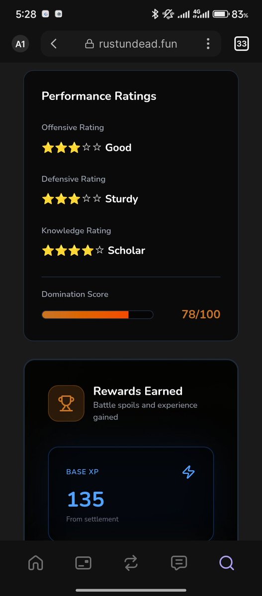 VectorOnchain's tweet image. GM 

Day 13 on @rust_undead ⚔️🧟‍♂️...

and I finally did it…

FIRST EVER A GRADE. 😭🔥

After 13 days of grinding, missing questions, learning, re-learning…

today felt like landing the final hit on a boss that’s been bullying you for weeks.

Battle Grade: A
XP Earned: 135…