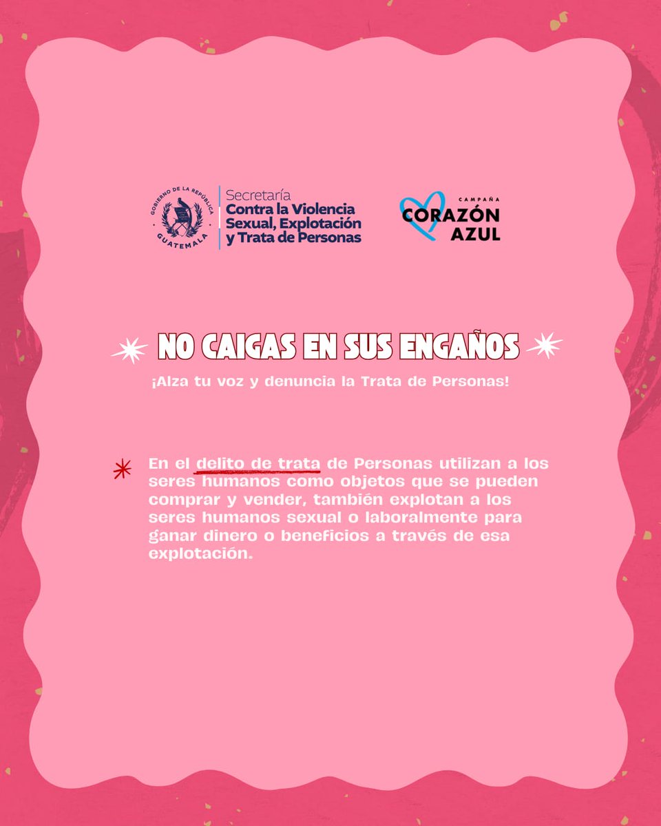 🌹 El enamoramiento no debe convertirse en engaño.

Algunas redes de trata de  personas utilizan falsas promesas de amor para captar y explotar a sus víctimas.

Infórmate. Identifica señales de alerta.
Habla. Denuncia.

📲 Comparte esta información. Puede salvar una vida.