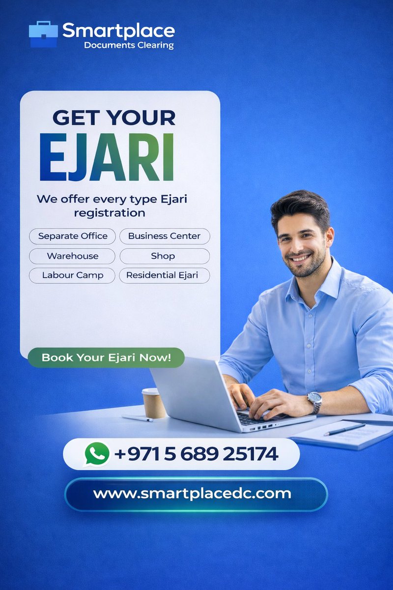 moeenhashmi004's tweet image. Get your Ejari registered quickly &amp;amp; professionally in UAE 🇦🇪
Residential | Office | Warehouse | Shop | Labour Camp
📲 +971 5 689 25174
🌐 smartplacedc.com�
#EjariDubai #UAEBusiness #Smartplace