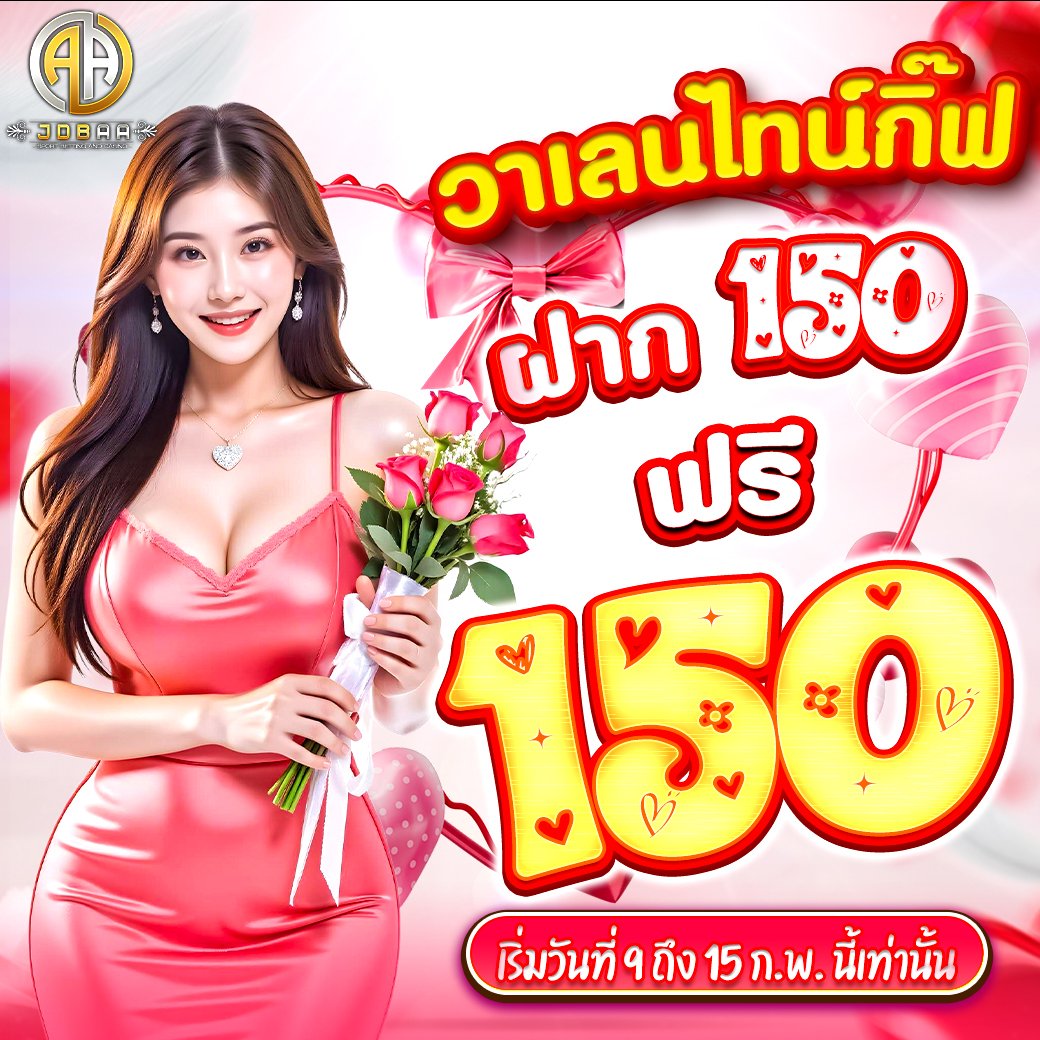 💗 วาเลนไทน์ เดย์ วันพิเศษสำหรับสมาชิก ทุกคนคือคนพิเศษของ JDBAA
จัดโปรโมชั่นมีจำกัด 2 วันเท่านั้น

💌 ฝาก 150 รับฟรี 150 เทิร์น 15 เท่า ถอนสูงสุดที่ 1,500 บาท 
หมายเหตุ 1 ยูสรับได้เพียง 1 ครั้งเท่านั้น
ตั้งแต่วันนี้ถึง 15 กุมภาพันธ์นี้
✓ เฉพาะโปรนี้เรท RTP สูง