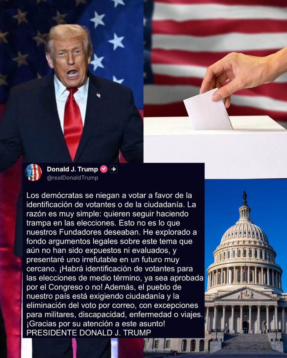 PepsGranados's tweet photo. Totalmente oficial: Trump llama a los demócratas de tramposos y afirma que para las elecciones intermedias habrá ID para votar con o sin la aprobación del Congreso. https://t.co/9SqDgZlpsJ