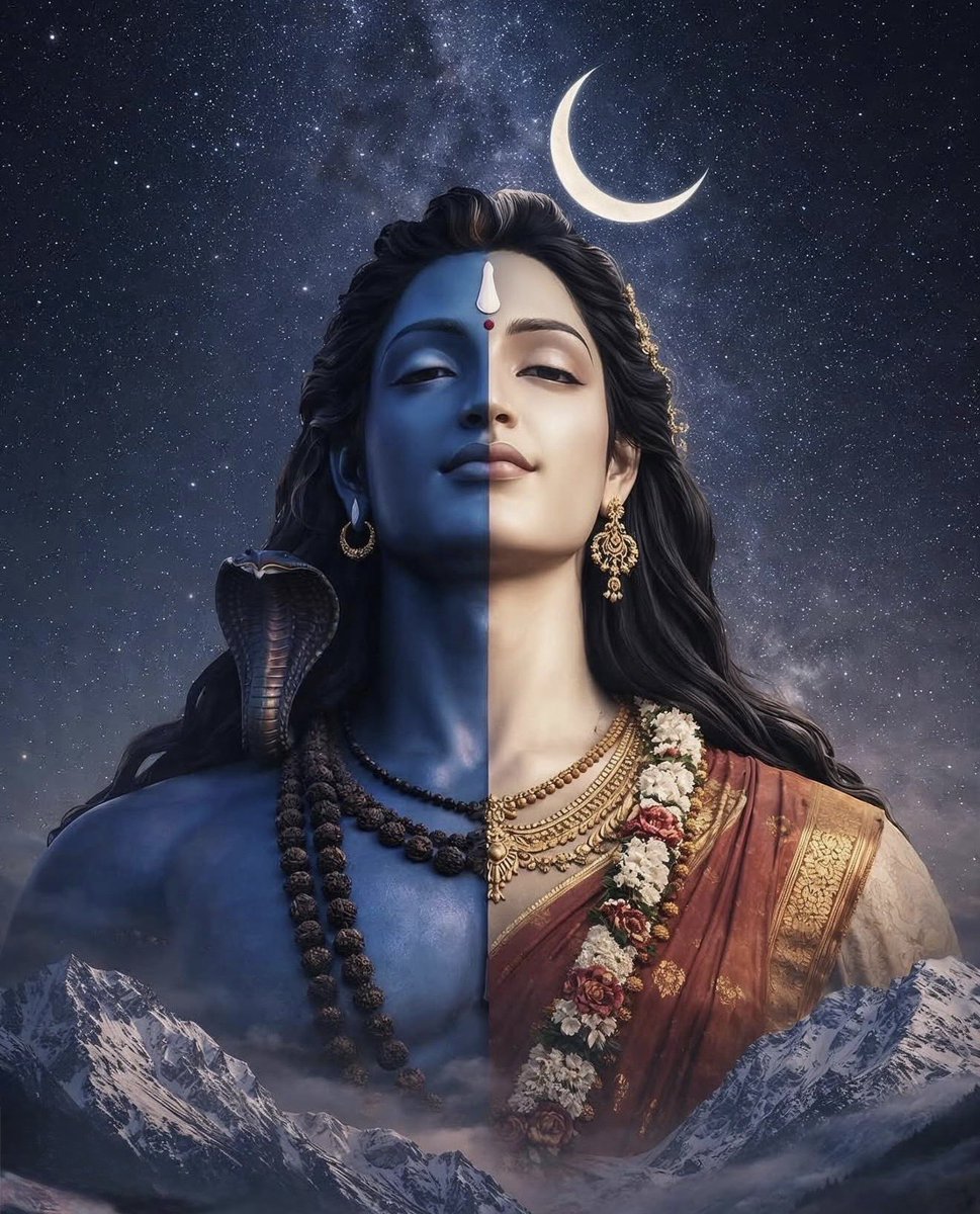 JogulambaV's tweet photo. అర్ధనారీశ్వరం సృష్టికి మూలం 🙏. https://t.co/VSHHu07fws