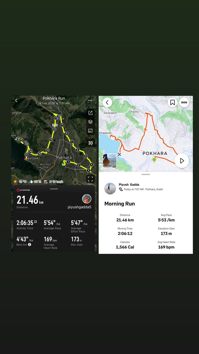 PiyushGada131's tweet image. Ran &amp;amp; had my coffee post run🥰🧿

Happy Valentines🥰

Killer elevation but enjoyed the beauty of Pokhara

#runners #halfmarathon