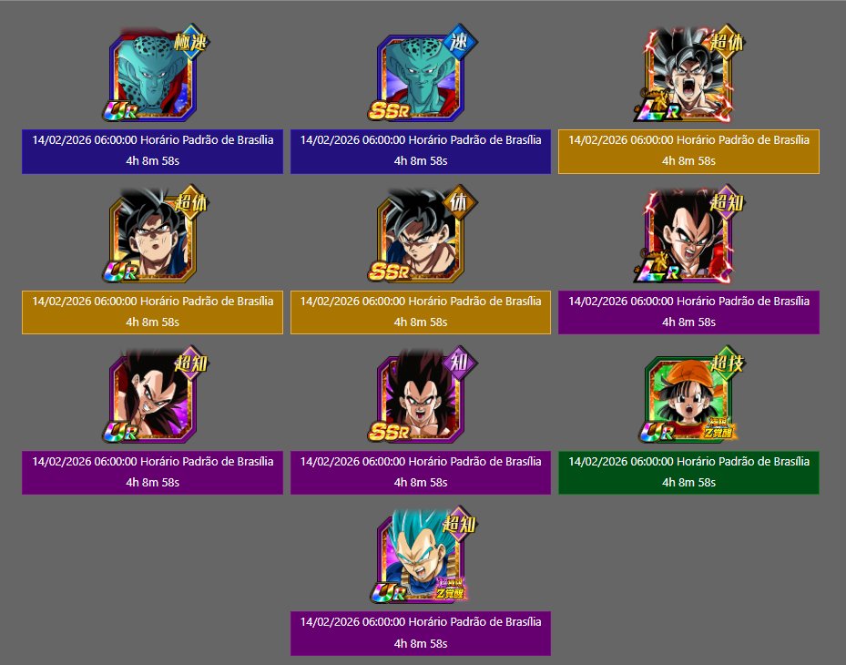 Os banners da segunda parte do 11° aniversário de Dokkan Battle chegarão às 6 horas da manhã de hoje (14/02), boa sorte para todos que fizerem summons!