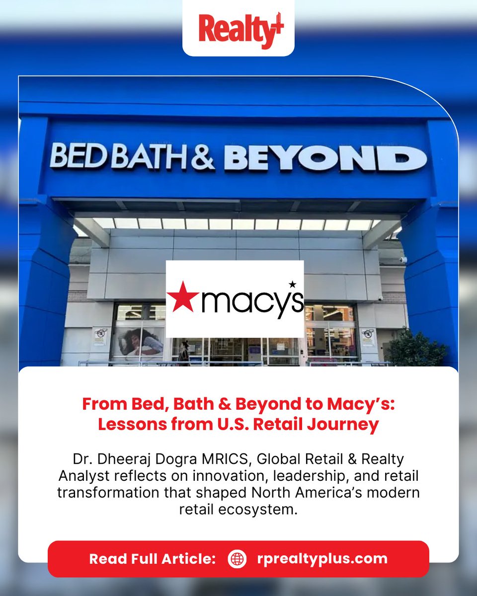 RPRealtyPlus's tweet image. From the rise and fall of Bed Bath &amp;amp; Beyond to the reinvention efforts at Macy’s, North America’s retail landscape tells a powerful story of disruption, resilience, and reinvention.

Read more: rprealtyplus.com/news-views/fro…

#RetailIndustry #USRetail #RetailTransformation