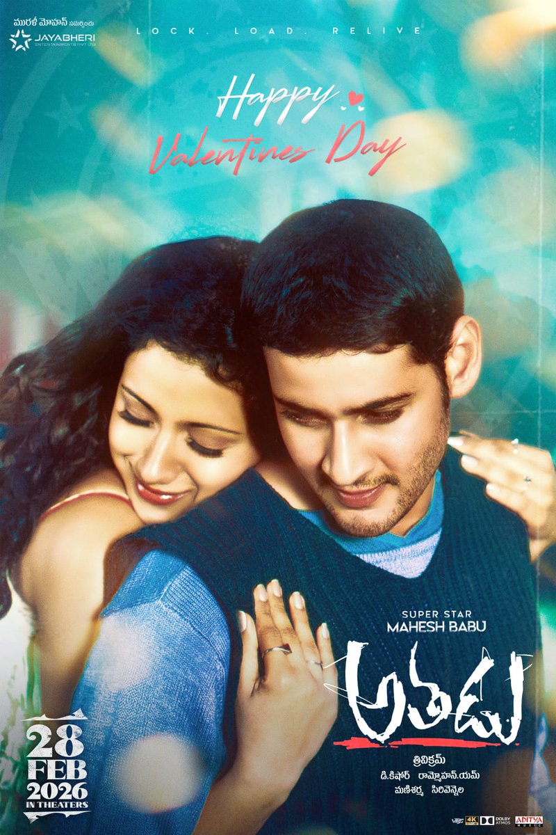 UrsVamsiShekar's tweet photo. Valentine’s Day special poster of #Athadu4K, celebrating moments that remain evergreen🙌❤️ 

#AthaduComeBack https://t.co/VgeA3xRlJv