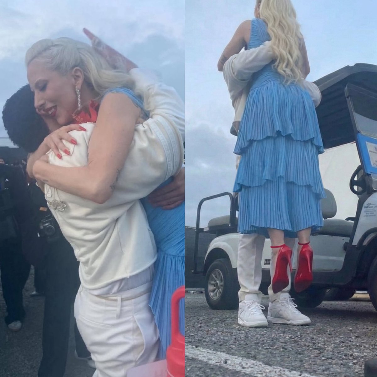 POPATEEMYHEART2's tweet image. Im crying THE SIZE DIFFERENCE OF BAD BUNNY AND LADY GAGA😭😭😭🤍