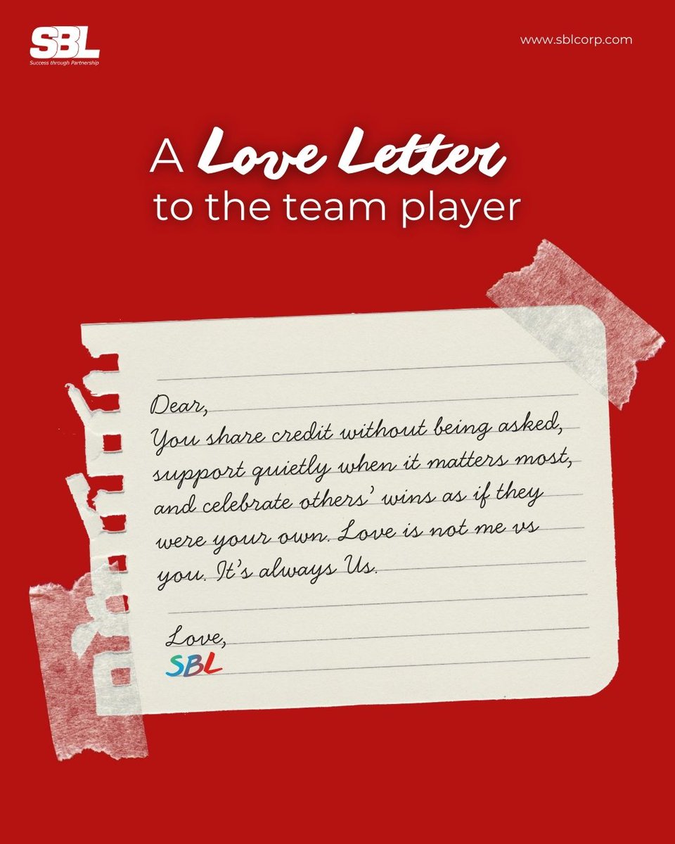 SBLCorpSolution's tweet photo. Some people don’t just work in teams; they make teamwork effortless. 

In a world that celebrates individual wins, true collaboration stands out. 
This Valentine’s Day, we celebrate those who make “us” stronger than “me.” 💚

#ValentinesDay #Teamwork #SBL https://t.co/ES3E9zanGS