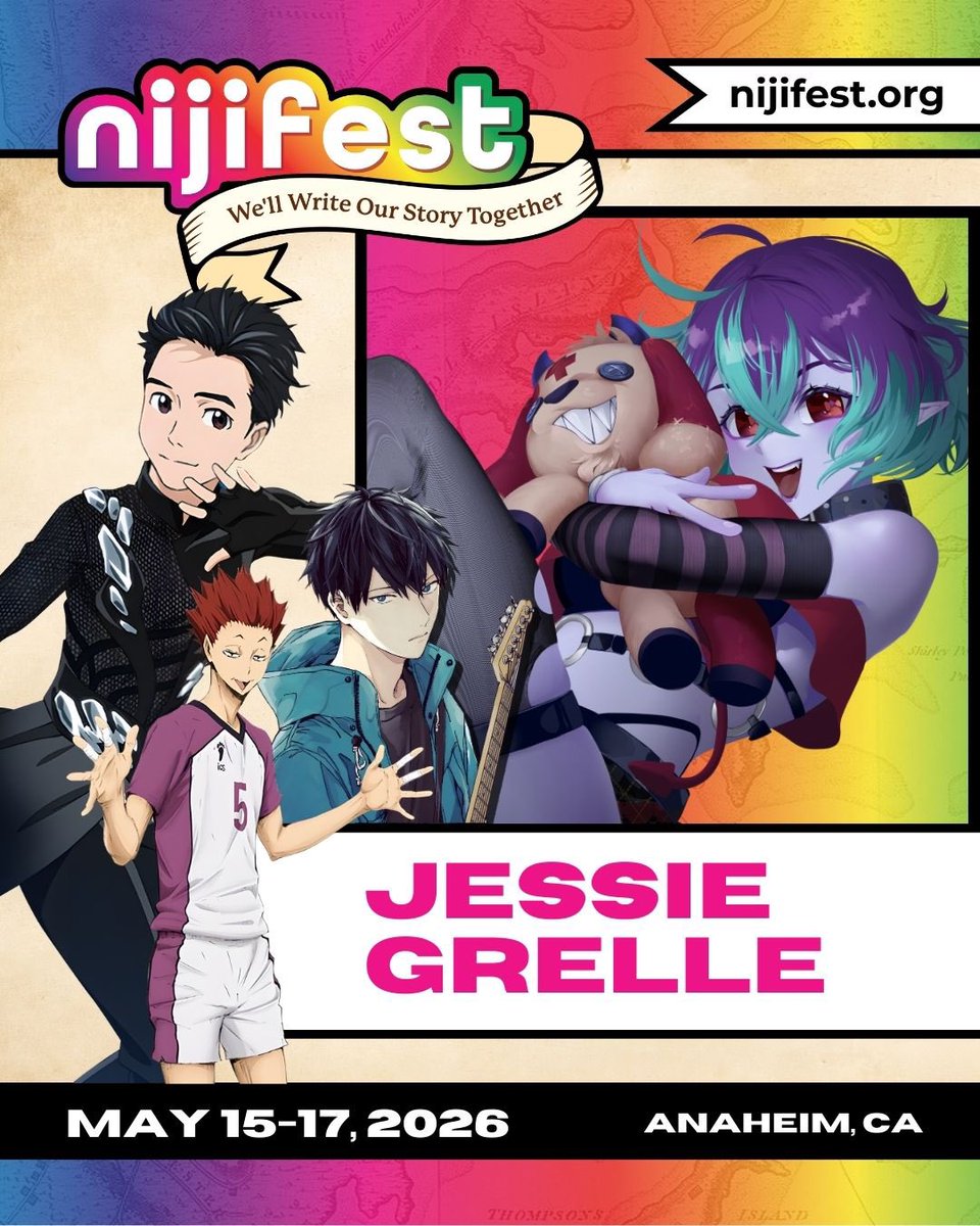 🌈 GUEST ANNOUNCEMENT 🌟

We are excited to announce Jessie James Grelle will be joining us for NijiFest 2026! 

Come party with us and meet <a href="/JJGrelle/">Jessie James Grelle🎙️</a> at NijiFest on May 15-17th! Tickets are available at nijifest.org! 💞