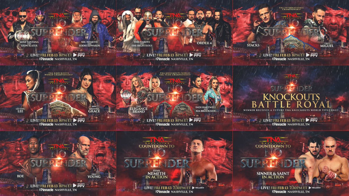 Balor_Club10's tweet photo. Tonight's wrestling lineup. #SmackDown is on #SYFY tonight. 
#TNANOSURRENDER is on #TNAPLUS https://t.co/E8xF0cHd1s