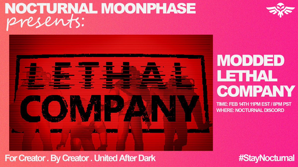 🌙 GAME NIGHT IS ABOUT TO BE CHAOTIC

🚀 Modded Lethal Company
🕚 Saturday, Feb 14 • 11PM EST

We added a mod so EVERYONE can play 😈

You’ll need to join the Discord to get the Thunderstore link + mod code before we start.

Late night vibes. Screams. Pure chaos.
Be there. 🌙
