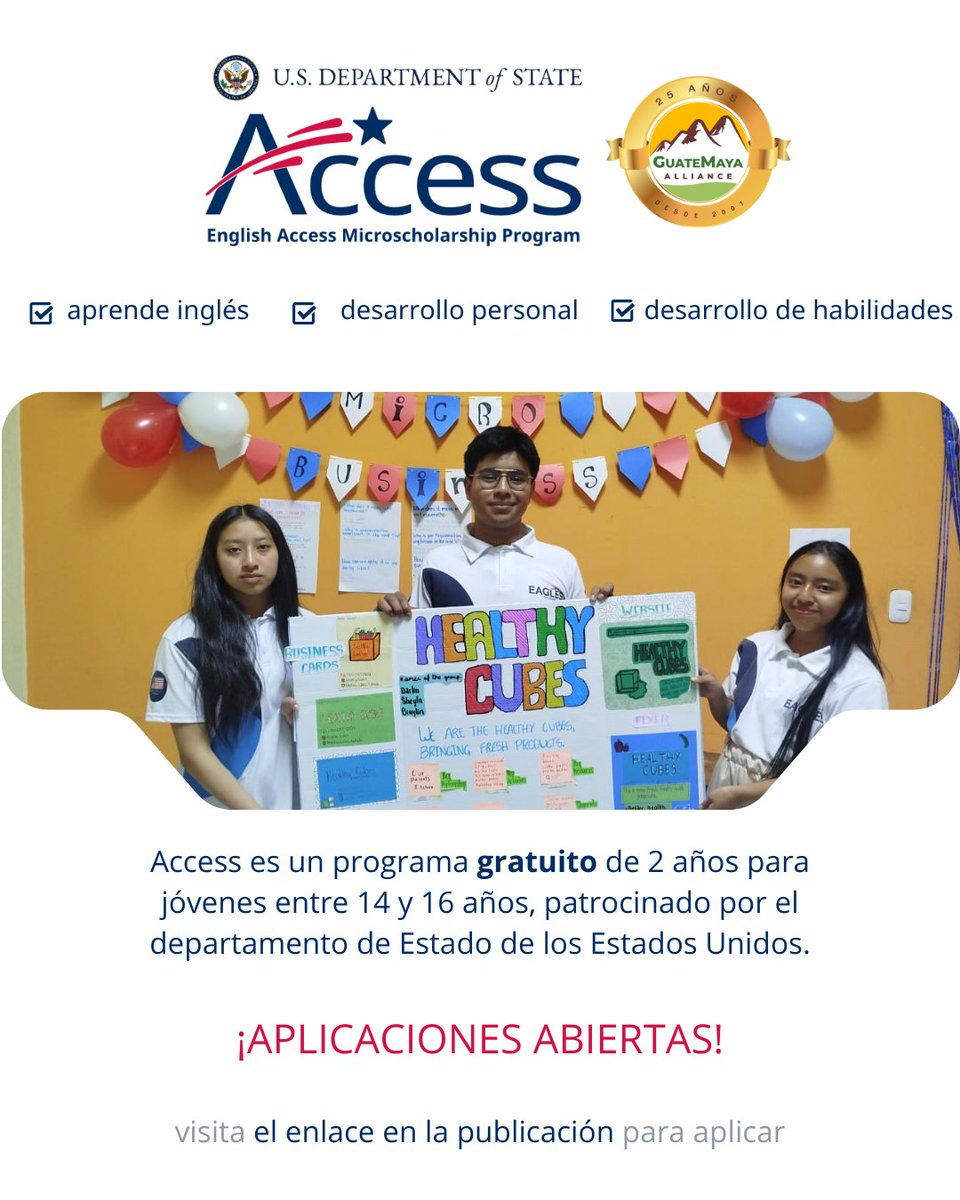 IxtatanF's tweet photo. Atención #Quetzaltenango!!  El programa #Access mantiene abierta la convocatoria! Si tienes entre 14 y 16 años este es un programa para ti. 
https://t.co/fl7p4IPBZm 
📷 Fecha límite para aplicar: 23 de febrero de 2026
¡APLICA YA https://t.co/7pgTVNiVVY